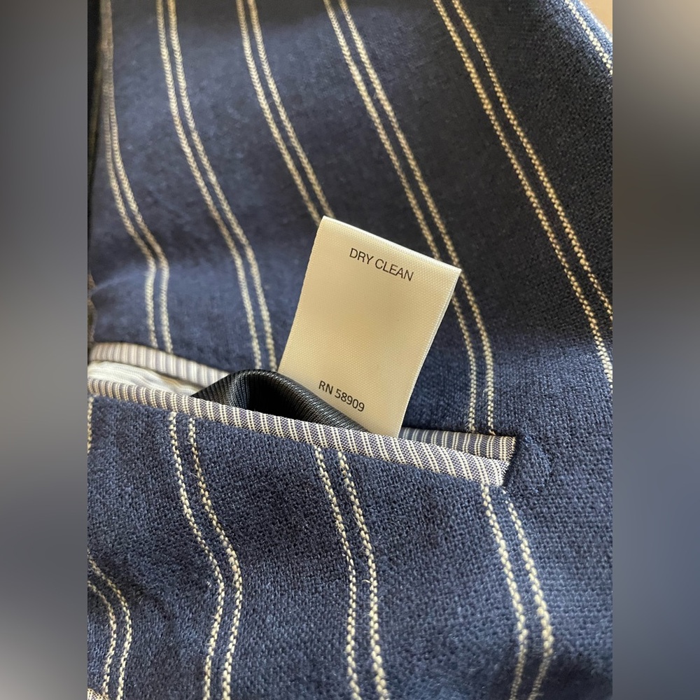 Cremeiux Linen-Blend Striped Blazer Peacoat Blue,size 38/L, Northwest NWT - Picture 15 of 16